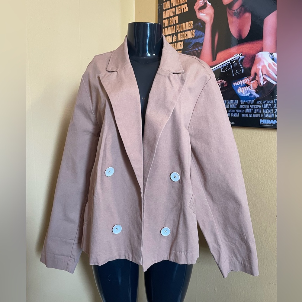 Addition Elle Tan Double-Breasted Blazer